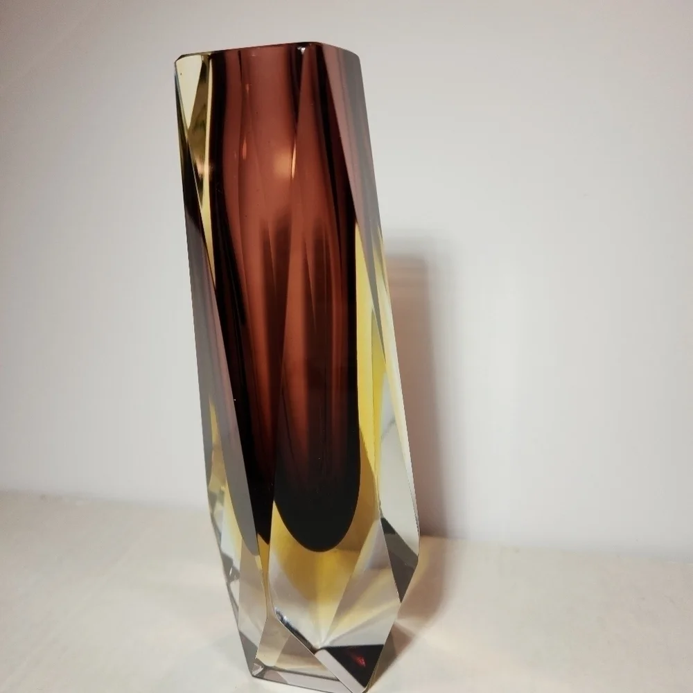 Murano Mandruzzato Sommerso Vase Multi Faceted 8